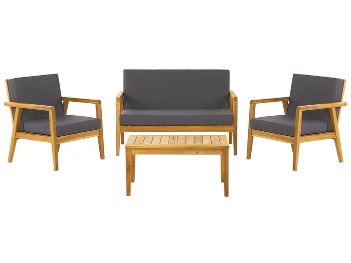 Conjunto de jardín con mesa 4 plazas PALLANO Madera de acacia Gris oscuro