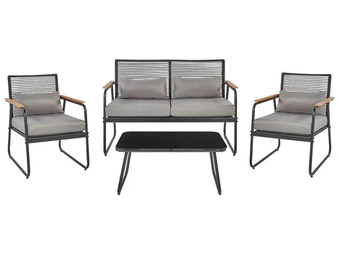 Conjunto de jardín con mesa 4 plazas POMONTE Metal Negro