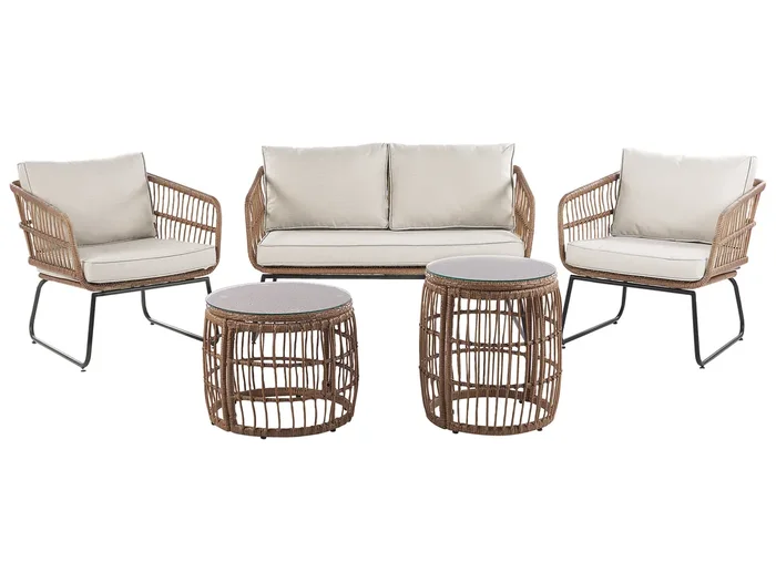 Conjunto de jardín con mesa 4 plazas RAVELLO Natural