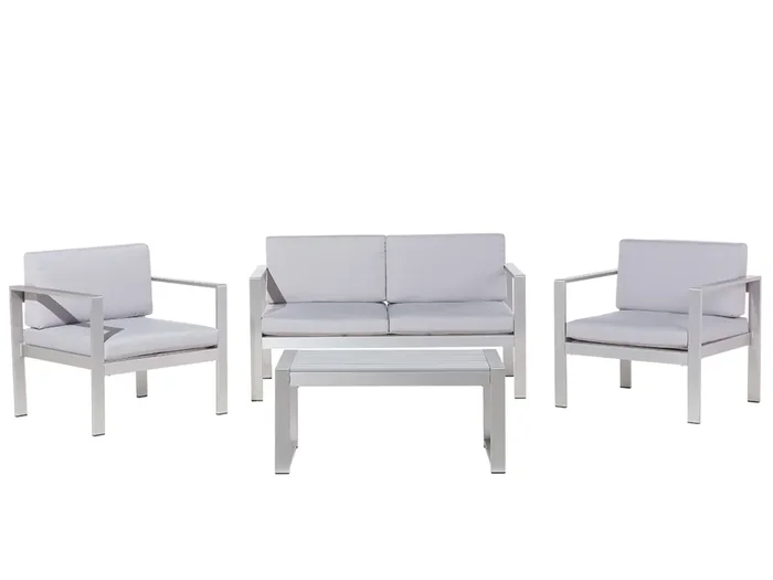 Conjunto de jardín con mesa 4 plazas SALERNO Metal Gris claro