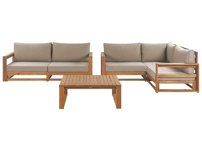 Conjunto de jardín con mesa 4 plazas TIMOR modular Madera de acacia certificada Marrón claro