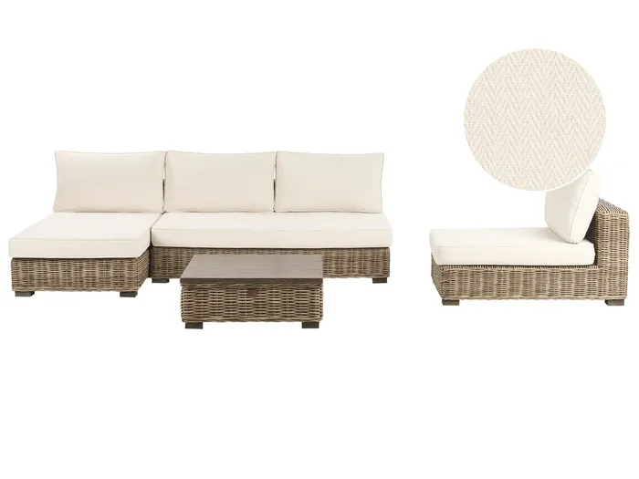 Conjunto de jardín con mesa 4 plazas VARALLO Derecha modular Ratán Gris