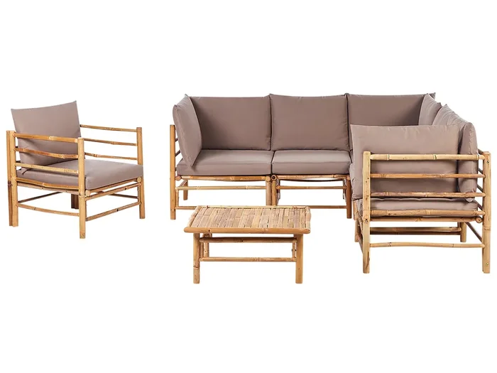 Conjunto de jardín con mesa 6 plazas CERRETO Madera de bambú Gris pardo