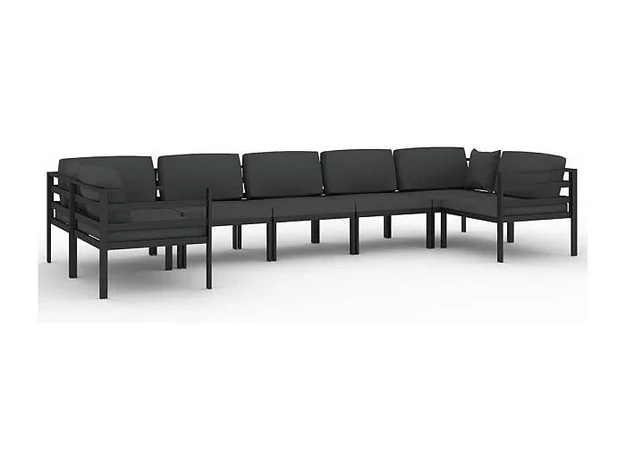 Conjunto de muebles de jardín de exterior 7 piezas con cojines aluminio antracita 02_0017064