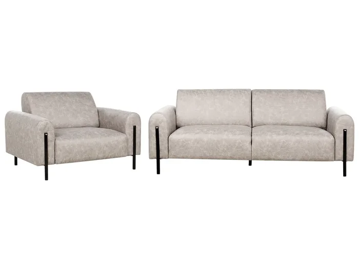 Conjunto de sala de estar 4 plazas ASKIM Tela Gris claro