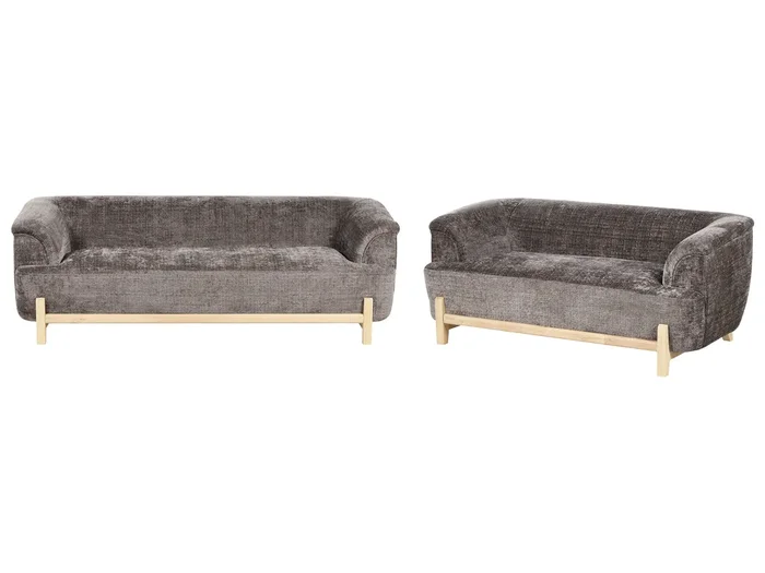 Conjunto de sala de estar 5 plazas ALNOR Chenilla Marrón