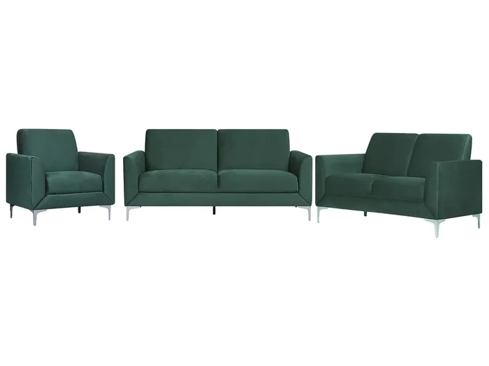 Conjunto de sala de estar 6 plazas FENES Terciopelo Verde oscuro