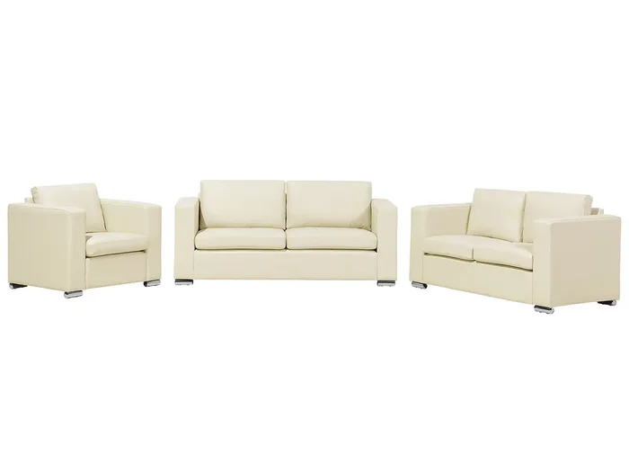 Conjunto de sala de estar 6 plazas HELSINKI Piel Beige claro