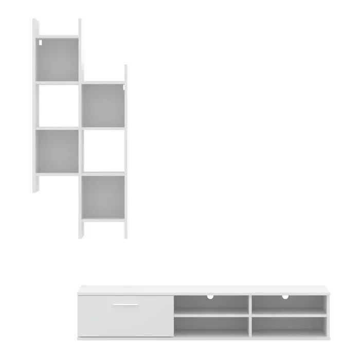 Conjunto De Salon De Bajo Tv Y Estanteria – Venprodin – 150x29cm – Blanco