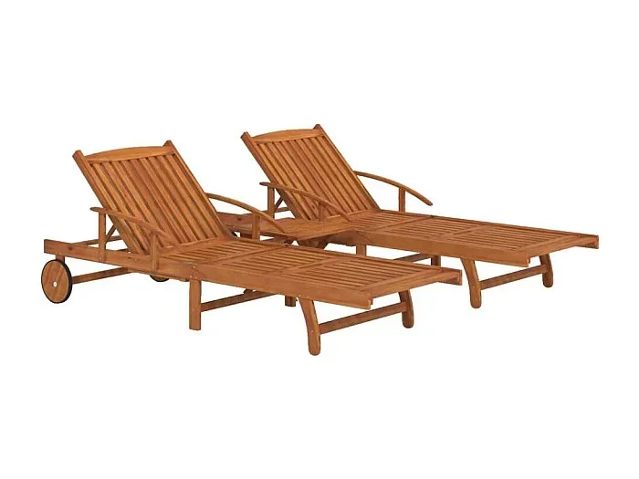 Conjunto de sillones de 2 piezas y mesa de madera maciza de acacia 02_0011993