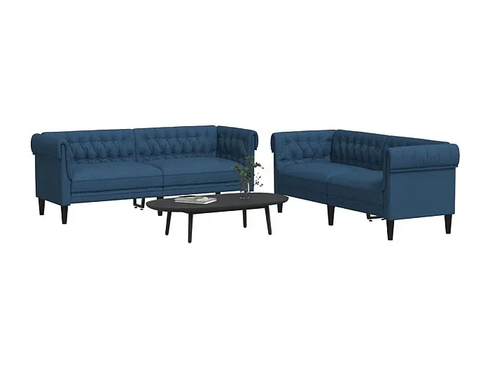 Conjunto de sofá de 2 piezas de tela azul