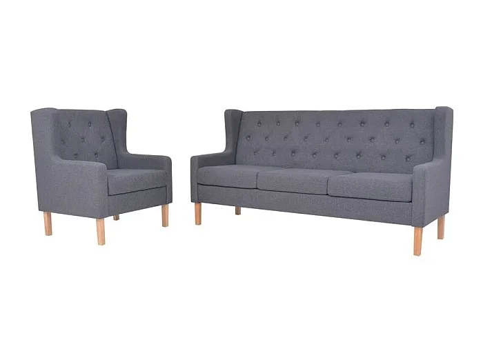 Conjunto de sofás 2 piezas tela gris