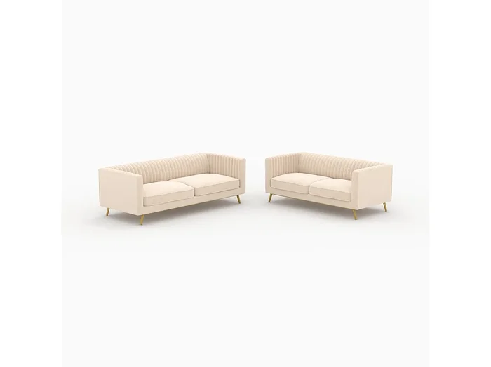 Conjunto de sofás de terciopelo beige para 5 personas – Gatsby