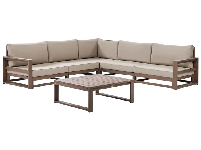 Conjunto esquinero de jardín 5 plazas TIMOR modular Madera de acacia certificada Marrón oscuro