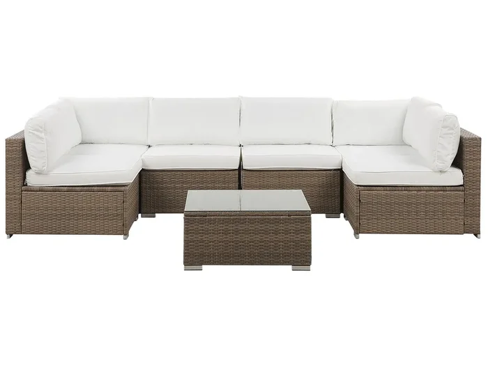 Conjunto esquinero de jardín 6 plazas BELVEDERE Blanco