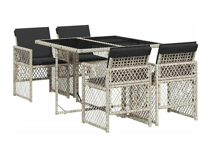 Connersville Set comedor de jardín 5 pzas cojines ratán sintético gris claro