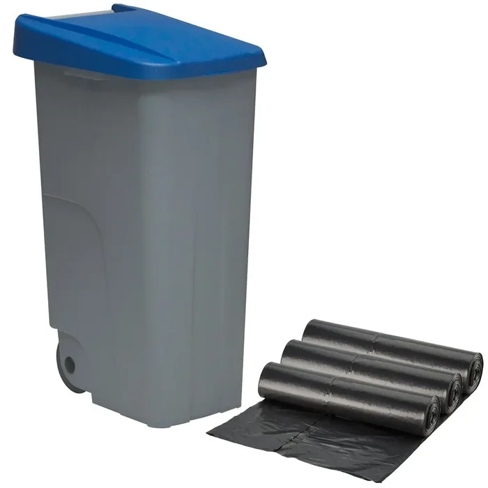 Contenedor Reciclo 110 litros cerrado + 3X Bolsas de basura de 10 unidades