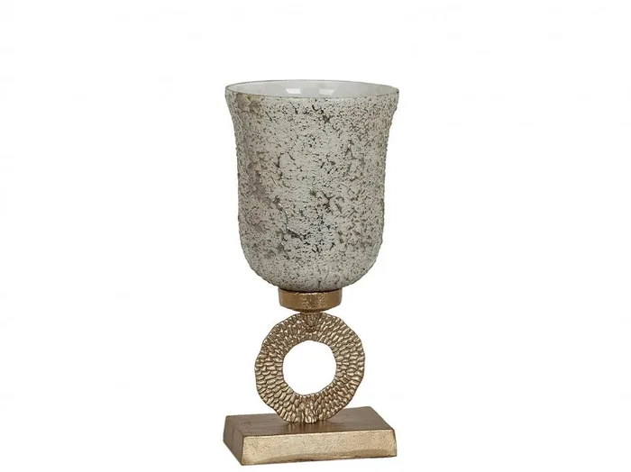 Copa Vidrio Platado Base Metal Dorado