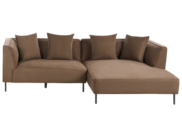 Corner Sofa 3 Seater SATER Fabric Brown Left Hand