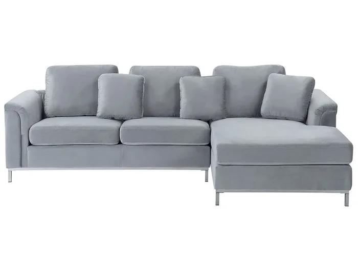 Corner Sofa 4 Seater OSLO Velvet Grey Left Hand