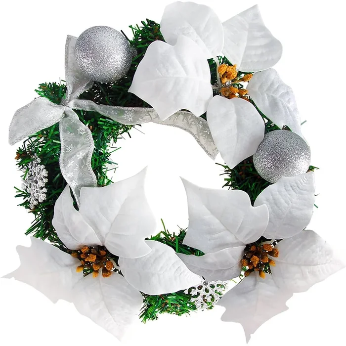 Corona de navidad con decoración Ø22cm Blanco