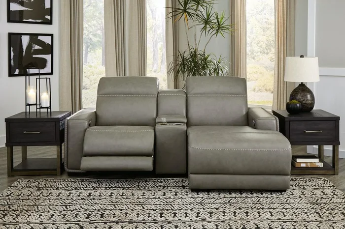 Correze 3-Piece Dual Power Leather Reclining Modular Sectional