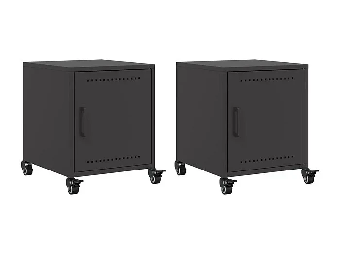 Crestline Mesitas de noche 2 uds acero negra 36x39x43,5 cm