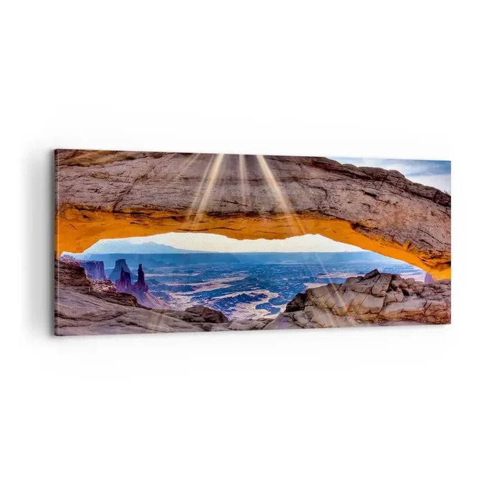 Cuadro sobre lienzo – Impresión de Imagen – A través de la puerta de la roca – 100×40 cm