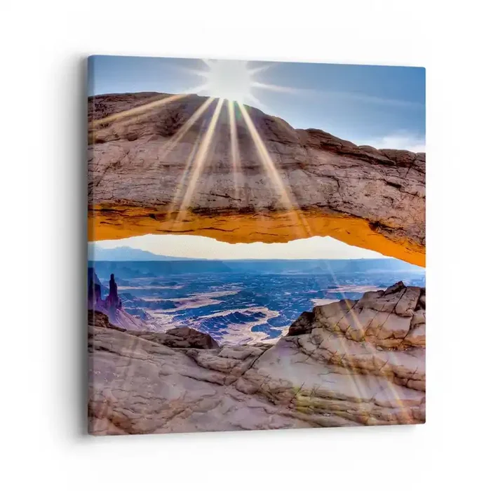 Cuadro sobre lienzo – Impresión de Imagen – A través de la puerta de la roca – 40×40 cm
