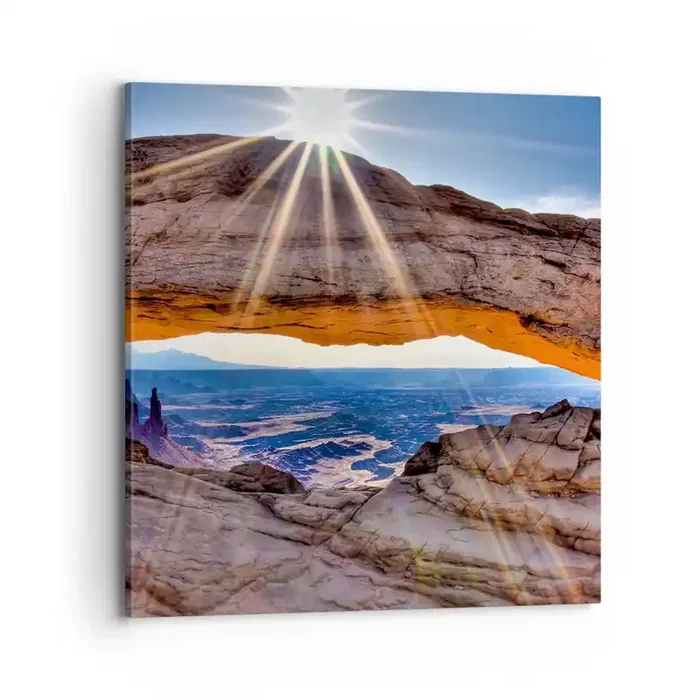 Cuadro sobre lienzo – Impresión de Imagen – A través de la puerta de la roca – 70×70 cm