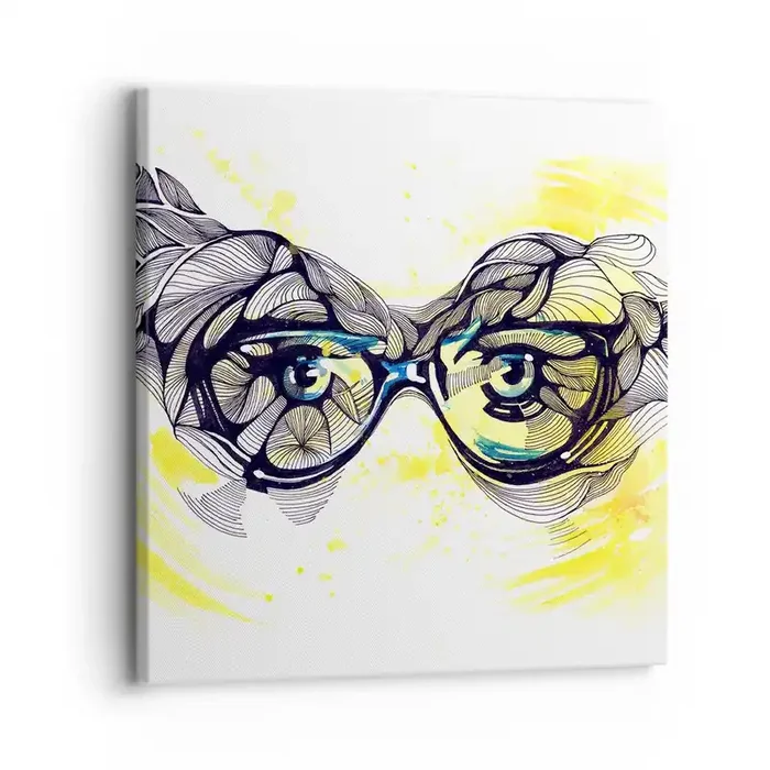 Cuadro sobre lienzo – Impresión de Imagen – A través de las gafas azules – 30×30 cm