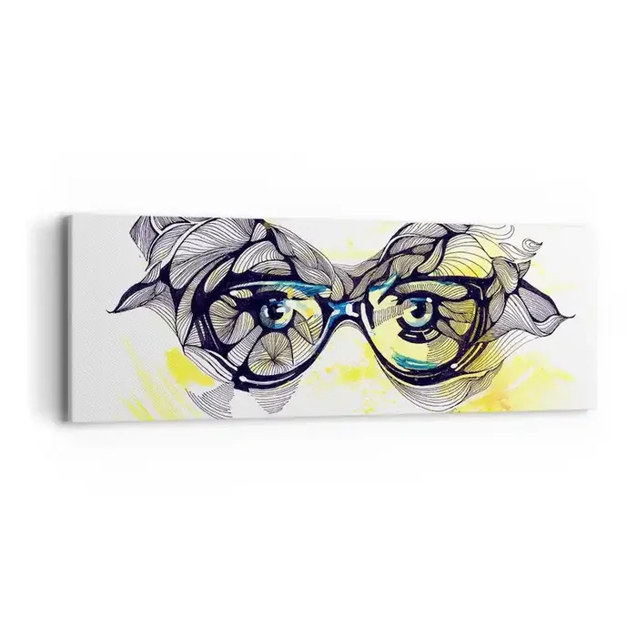 Cuadro sobre lienzo – Impresión de Imagen – A través de las gafas azules – 90×30 cm