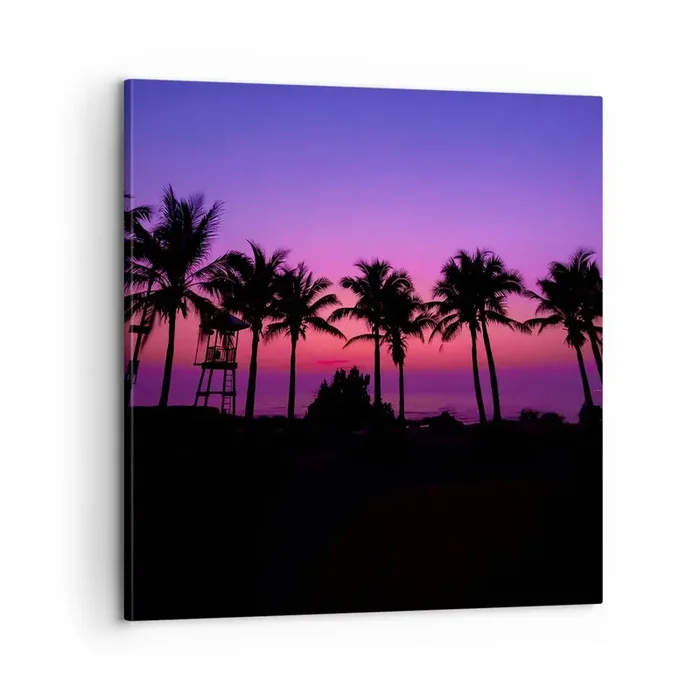 Cuadro sobre lienzo – Impresión de Imagen – Atardecer bajo las palmeras – 60×60 cm