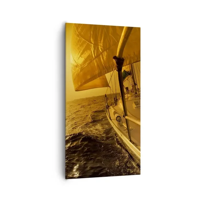 Cuadro sobre lienzo – Impresión de Imagen – Atardecer dorado tras un día multicolor – 65×120 cm