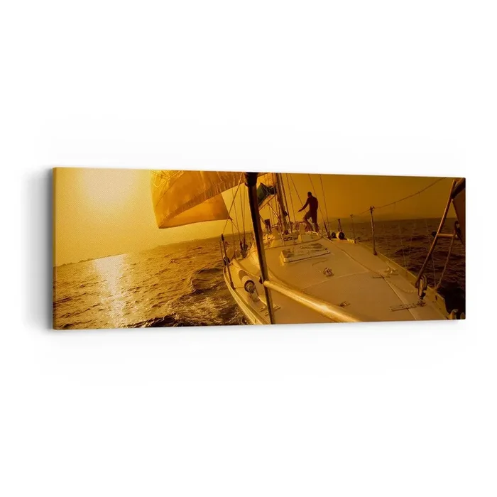 Cuadro sobre lienzo – Impresión de Imagen – Atardecer dorado tras un día multicolor – 90×30 cm