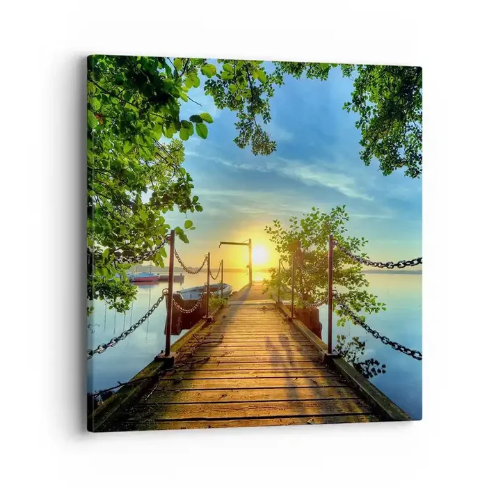 Cuadro sobre lienzo – Impresión de Imagen – Atardecer junto al agua – 40×40 cm
