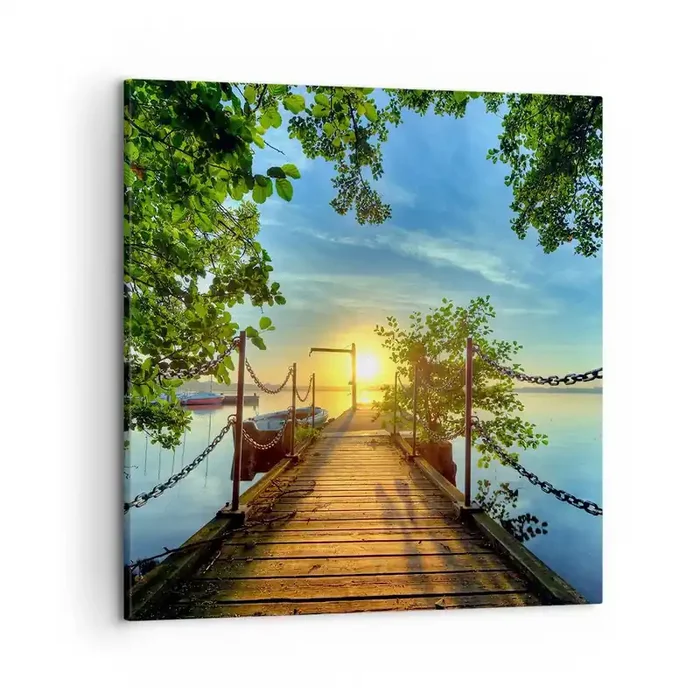 Cuadro sobre lienzo – Impresión de Imagen – Atardecer junto al agua – 50×50 cm