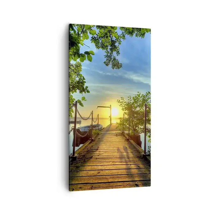 Cuadro sobre lienzo – Impresión de Imagen – Atardecer junto al agua – 55×100 cm