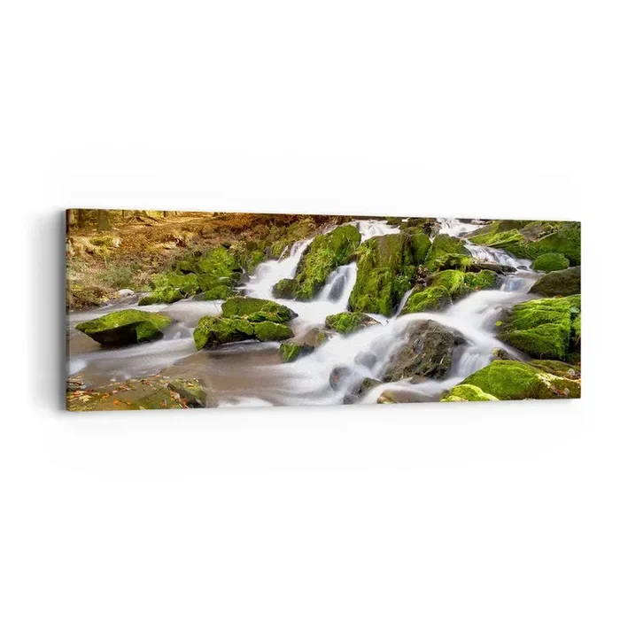 Cuadro sobre lienzo – Impresión de Imagen – Atravesando el bosque otoñal – 90×30 cm