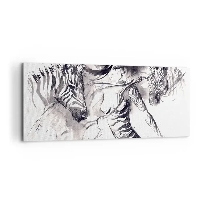 Cuadro sobre lienzo – Impresión de Imagen – Bailando con las cebras – 100×40 cm