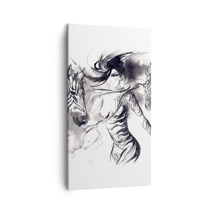Cuadro sobre lienzo – Impresión de Imagen – Bailando con las cebras – 45×80 cm