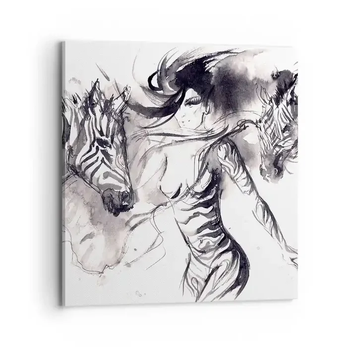 Cuadro sobre lienzo – Impresión de Imagen – Bailando con las cebras – 70×70 cm