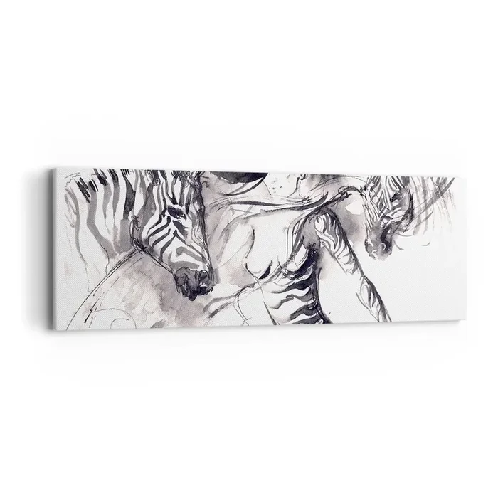 Cuadro sobre lienzo – Impresión de Imagen – Bailando con las cebras – 90×30 cm