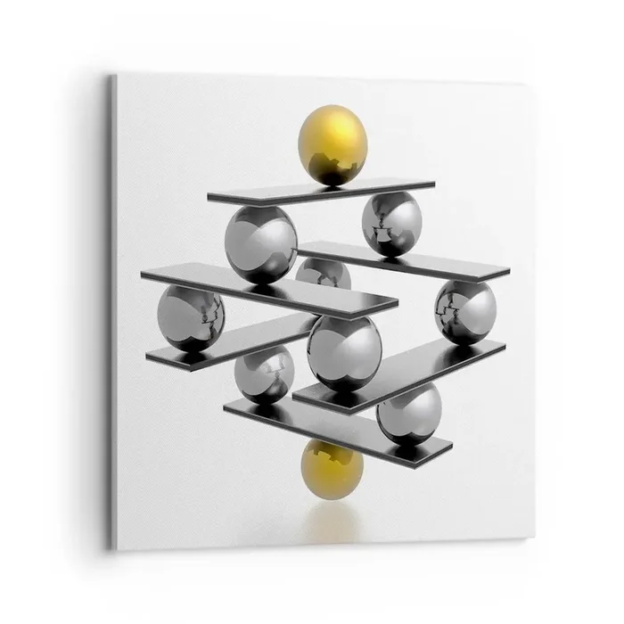 Cuadro sobre lienzo – Impresión de Imagen – Balance de oro y plata – 70×70 cm