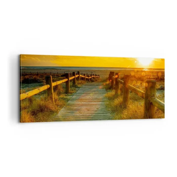 Cuadro sobre lienzo – Impresión de Imagen – Bañado en oro viejo – 100×40 cm