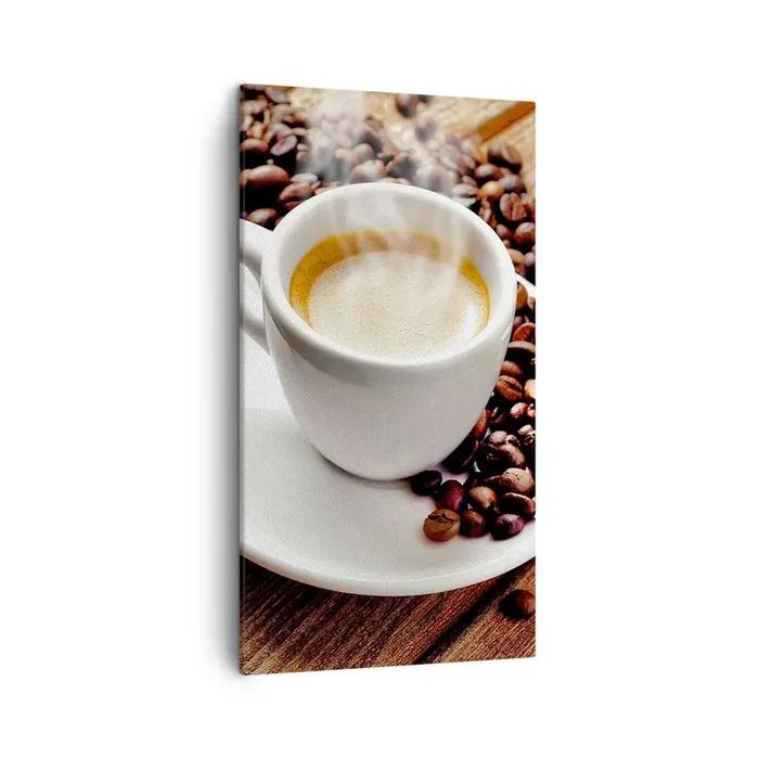 Cuadro sobre lienzo – Impresión de Imagen – Café en el banco – 45×80 cm