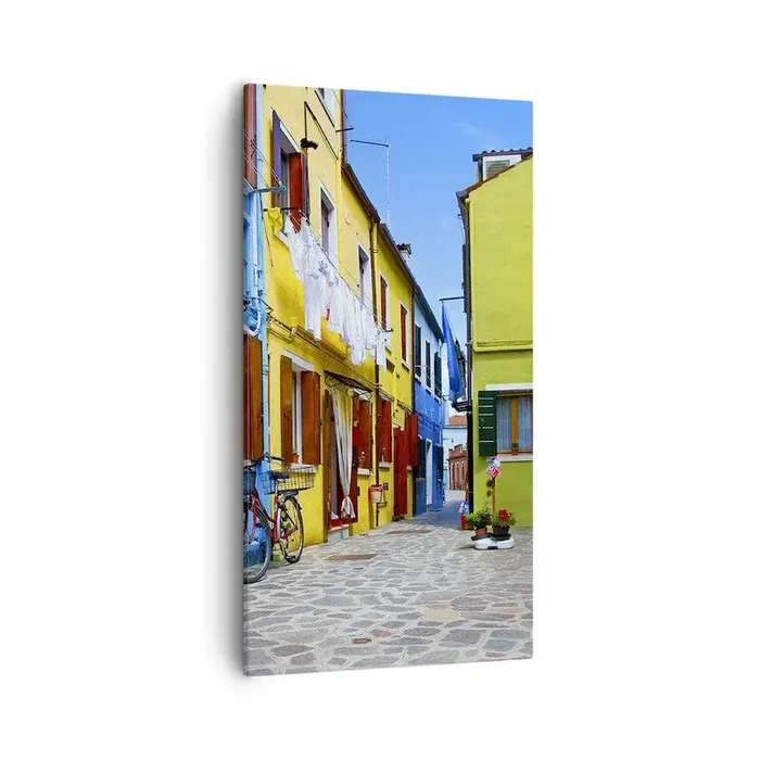 Cuadro sobre lienzo – Impresión de Imagen – Callejón dulce de color pastel – 55×100 cm