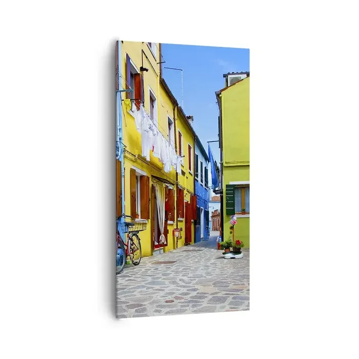 Cuadro sobre lienzo – Impresión de Imagen – Callejón dulce de color pastel – 65×120 cm