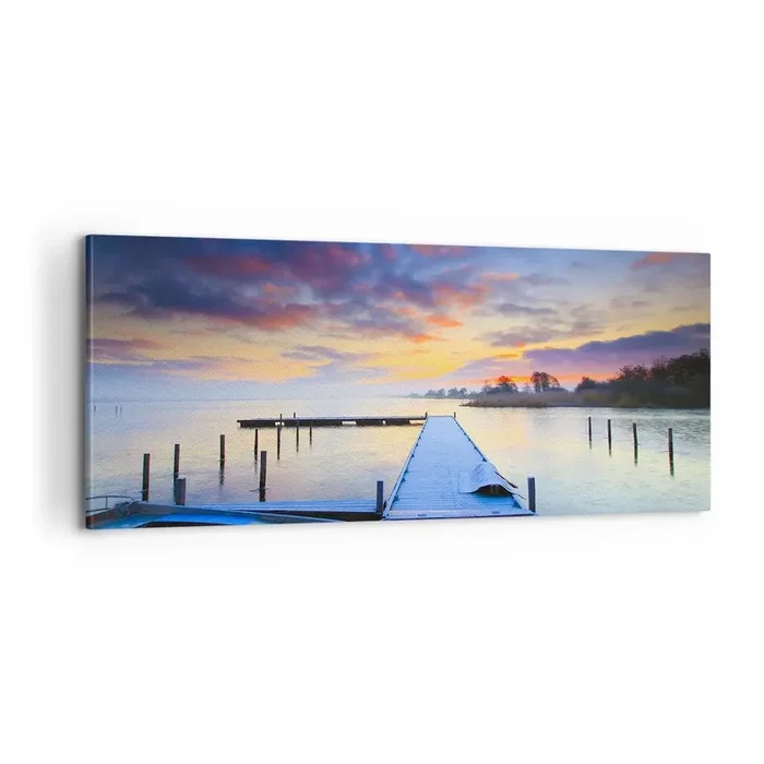 Cuadro sobre lienzo – Impresión de Imagen – Calma púrpura y dorada – 100×40 cm