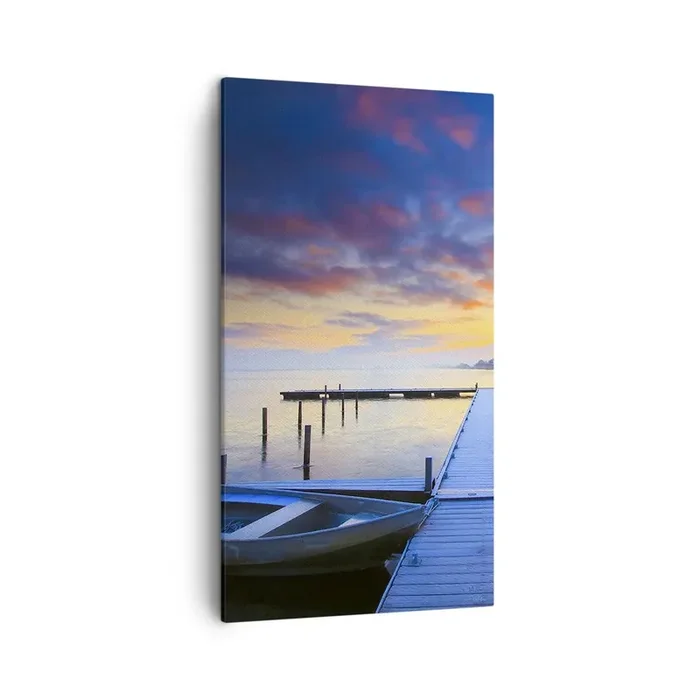 Cuadro sobre lienzo – Impresión de Imagen – Calma púrpura y dorada – 45×80 cm